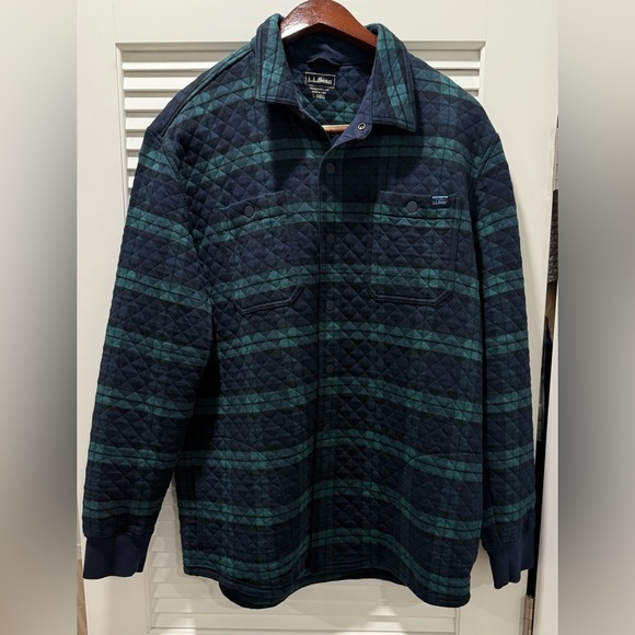 LL Bean plaid quilted overshirt - Picture 1 of 4